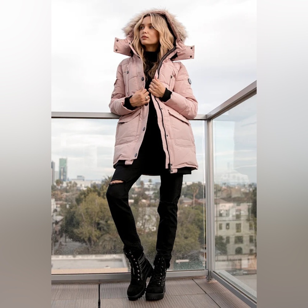 Canada Weather Gear Pink Puffer Parka Jacket Medium